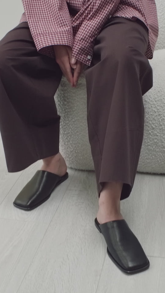 Josephine The Label Owen Shirt in Port Wine Check styled with the Lawson Pants in Chocolate